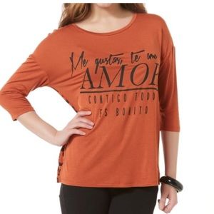 size XL, bust up to 44” inches, Me Gustas, Contigo Todo Es Bonito top, new condi